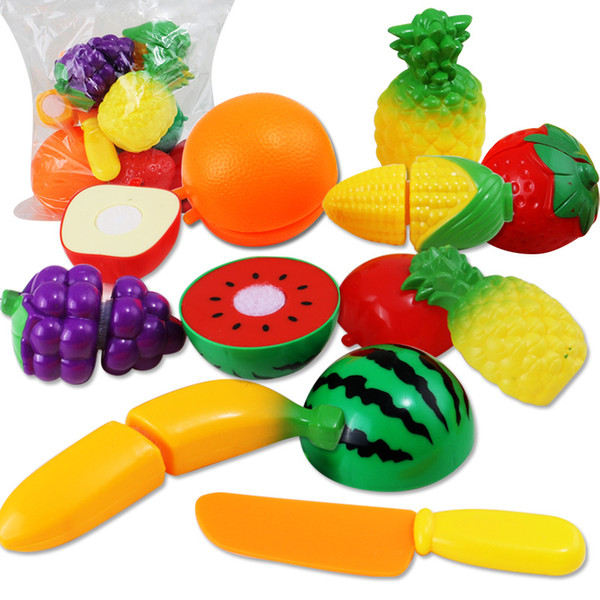 DIY Children Cook Suit Toy Plastic Food Cutting Fruit Kitchen Toy Baby Tableware Cook Pretend Play Emulate Set Toys For Kid Girls