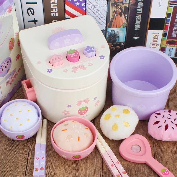 Wooden children's electric cooker set girl toys for every family birthday gift simulation cooking kitchen electric cooker