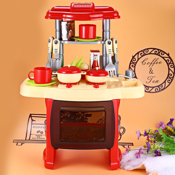 Kitchen Cooking Kids Pretend Play Role Children Toys Food Set with Light Sound Effect