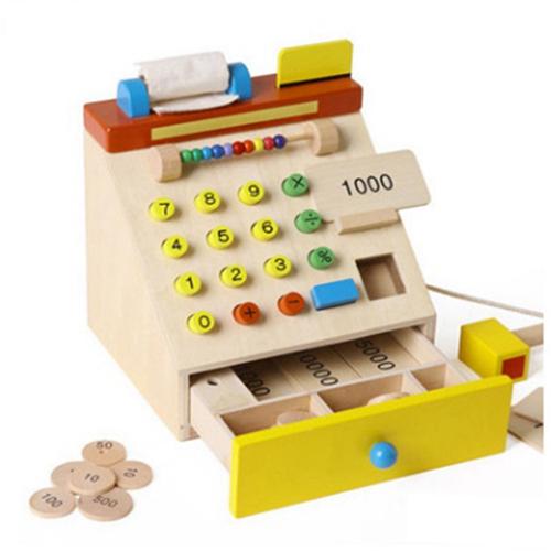 Children have a family of puzzle pieces of the supermarket simulation cashier cashmere machine cashmere children birthday gift