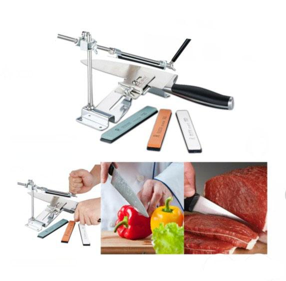 Knife Sharpener Professional All Iron Steel Kitchen Sharpening System Tools Fix-angle With 4 Stones Whetstone III