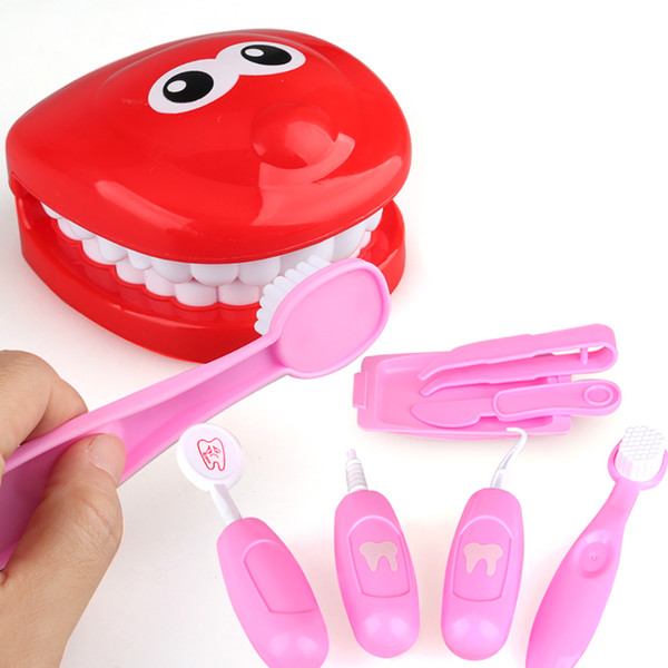 Funny Dentist Toy Doctor Toy Playset Role Play Set Educational Toy for Children Gift (Pink) 1 Set