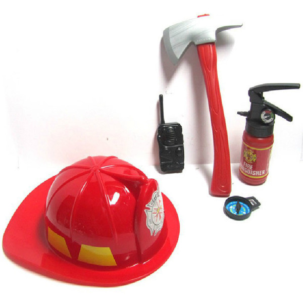 1 Set Pretend Play Toys For Children Brave Fireman Cosplay Games Educational Toy Include Hat Axe Fire Extinguisher Tool Toys