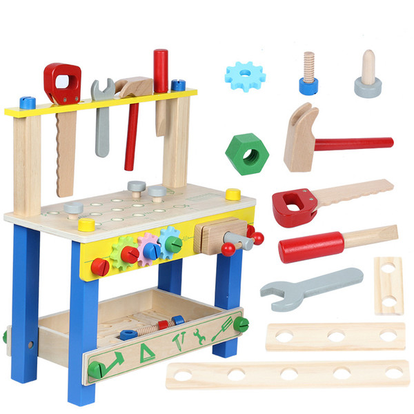 Preschool Baby Montessori Toys Kids Wooden Toys Simulation Multifunctional Repair Tool Set Pretend Play Toys For Children Gift