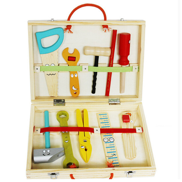 Kid Wooden Maintenance Tools Repair Kit Portable Toolbox Educational Intelligence Toy Simulation DIY Tool for boy