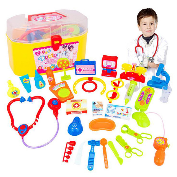 Children 's Small Doctor Toy Set Home Toys Wholesale Simulation Medical Box Healthcare Toolbox Stethoscope free shipping