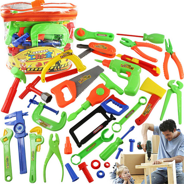 32Pcs/set Baby Early Learning&Education Children toys Children Carpentry repair tools Play House Toys Plastic Pretend Play Toy