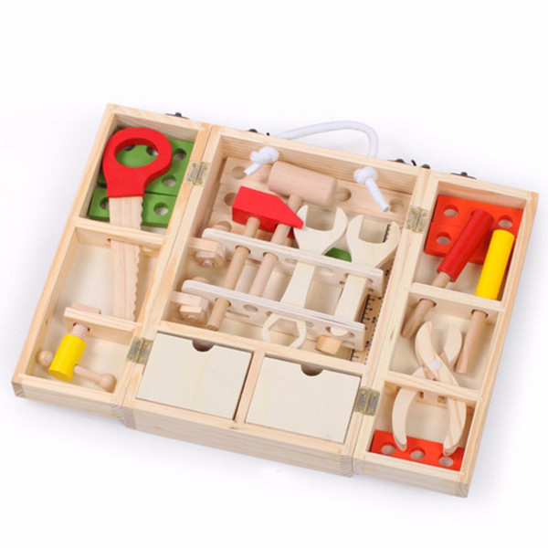 1set Maintenance Box Wooden Toy Nut Combination Chirstmas/Birthday Gift Baby Wooden Toys Kids Multifunctional Tool Toy Set