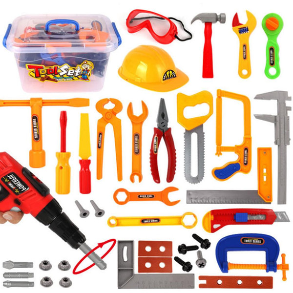 NFSTRIKE 37Pcs Plastic ABS Children Pretend & Play Emulational Repair Kit Toy Educational Learning Tool Toys Box For Boys
