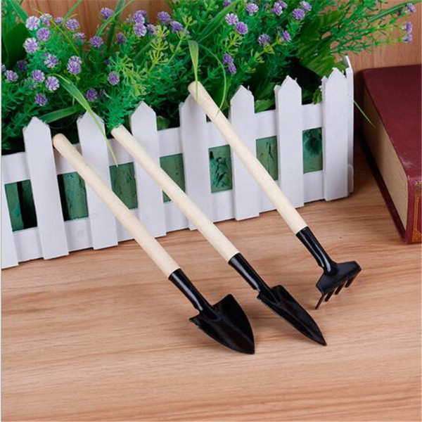 DHL Garden Tools Kids Mini Tool 1 Set=3 pcs Mini Garden Tools Small Shovel Rake Spade Wood Handle Metal Head Kids Tool Gift