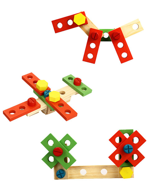 Wooden DIY portable multi-function simulation toolbox set combination, children's puzzle play house disassembly toy, tool workshop series!TY