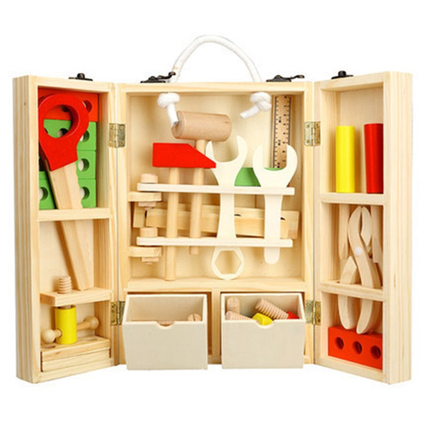 set simulation puzzle boy maintenance intelligence toolbox DIY portable wooden toy 39xq W