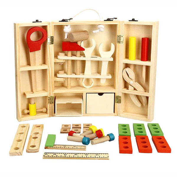 Baby Toys Kids Wooden Multifunctional Tool Set Maintenance Box Wooden Toy Baby Nut Combination Chirstmas/Birthday Gift