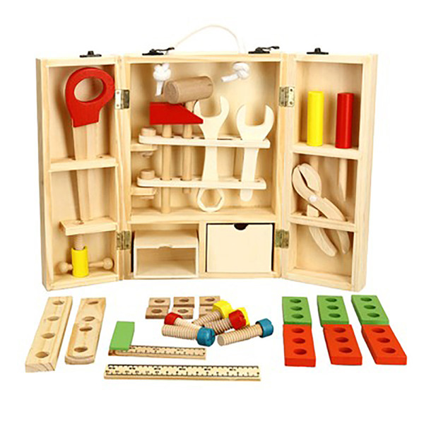 NWZ Wooden DIY Portable Multifunction Simulation Tool box Set Combination Child Puzzle House Disassembly Toys Puzzle Kit