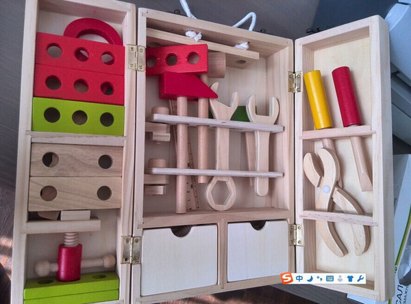 New wooden blocks baby educational toy simulation tool Carpenter tool Set includes 25 pcs tools baby gift