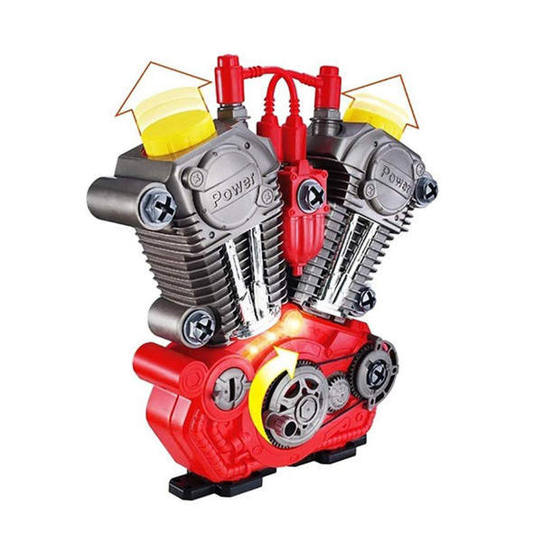 wholesale Simulate Motorcycle Engine Overhaul Play Set with Light Sound DIY Assembly Mechanic Kit Kids Educational Toy Gift