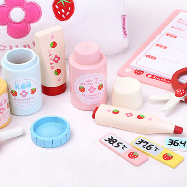 Cartoon Children Kids Learning Teaching Resources Educational Wooden Nurse Kit Pretend Play Toys Playset