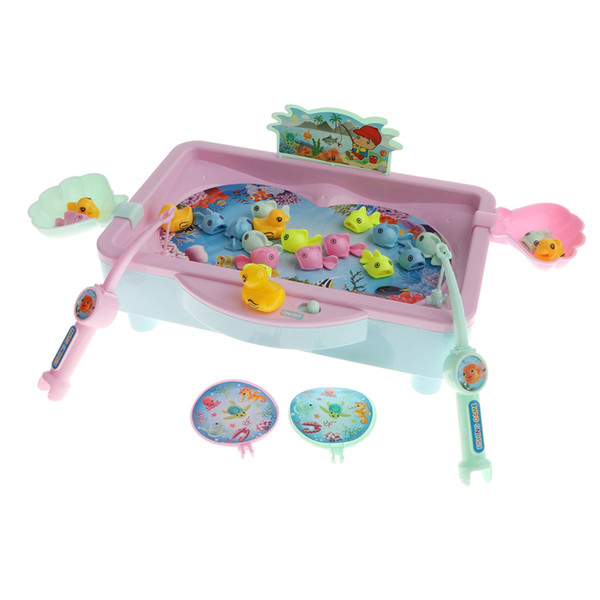 32 Pieces Baby Magnetic Fishing Game Toy Vivid Fish Model Kits & Electric Water Pool Pretend Play Bath Time Fun