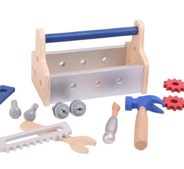 Take-Along Tool Kit Pretend Play Wooden Building Construction Toys Educational Toy for Kids