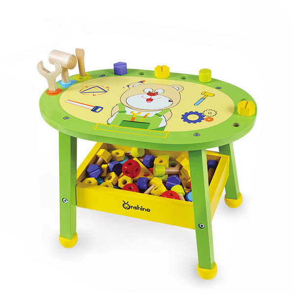 [Top] Children's simulation wooden maintenance tool table Multi-functional education desk DIY assembly Nut blocks toy kids gift