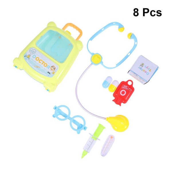 8pcs Doctor Tools Pretend Play Portable Suitcase Medical Educatioanl Toy Set Accessory Kits for Toddlers Cosplay Kids Girls Boys