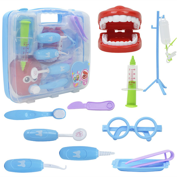 1Pack Doctor Tool Kit Pretend Play Dentist Medical Kit Easter Stuffers Doctor Role Play Gifts Costume Dress Up Accessories(Blue)
