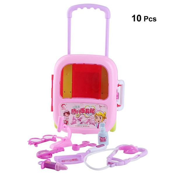 10pcs Doctor Toys Role Play Pretend Educational Simulation Portable Suitcase Medical Equipment Doctor Set for Kids Girls