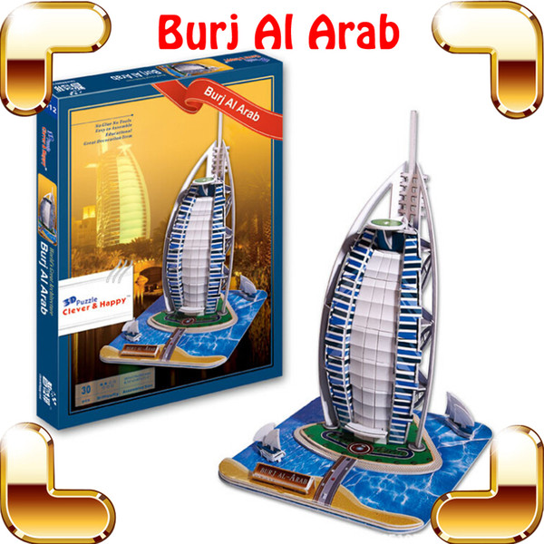 New Year Gift Dubai Burj Al Arab 3D Puzzle Hotel Puzzle Dhow Sail Frame 7-star Building Model DIY Toy Luxury Collection Present