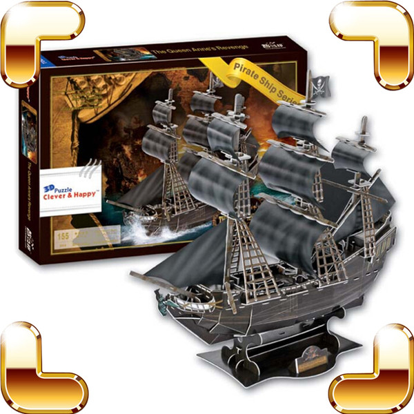 New Year Gift Ship Series The Black Pearl Pirate Ship 3D Puzzles Boat Model Puzzle Classic Vessel DIY Toys