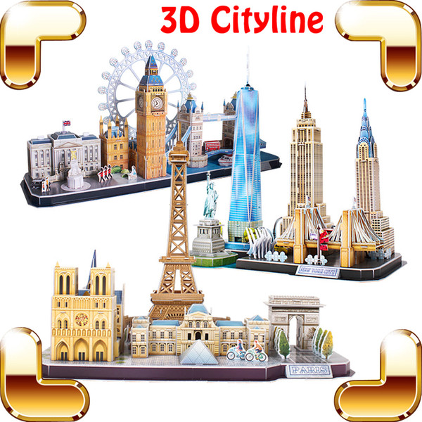 New Year Gift Cityline 3D Puzzles Model Building DIY Assemble Toys Educational IQ Game Learning Knowledge Decoration Present