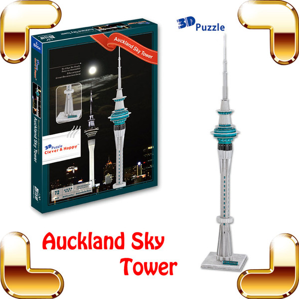 New DIY Gift Auckland Sky Tower 3D Puzzle Model Building High Tower Puzzle Toys Assemble Model Paper Puzzle Collection