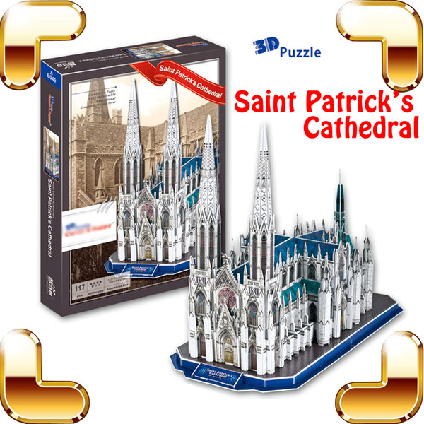 New Year Gift Saint Patrick's Cathedral 3D Puzzle New York Church Building Model DIY Puzzle IQ Learning Tool Collection