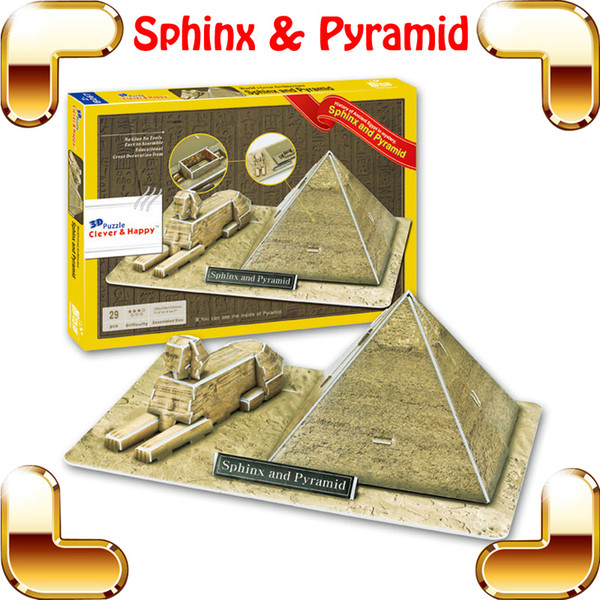 New DIY Gift Sphinx & Pyramid 3D Puzzle Pyramids Of Egypt Model Children Education Toys Fun Puzzle Game House Decoration Present