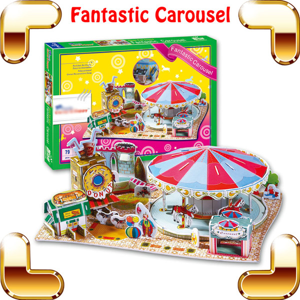 New Year Gift Carousel 3D Model Puzzle Children Playground Building Kids Educational Toys Learning DIY Game Assemble Toy