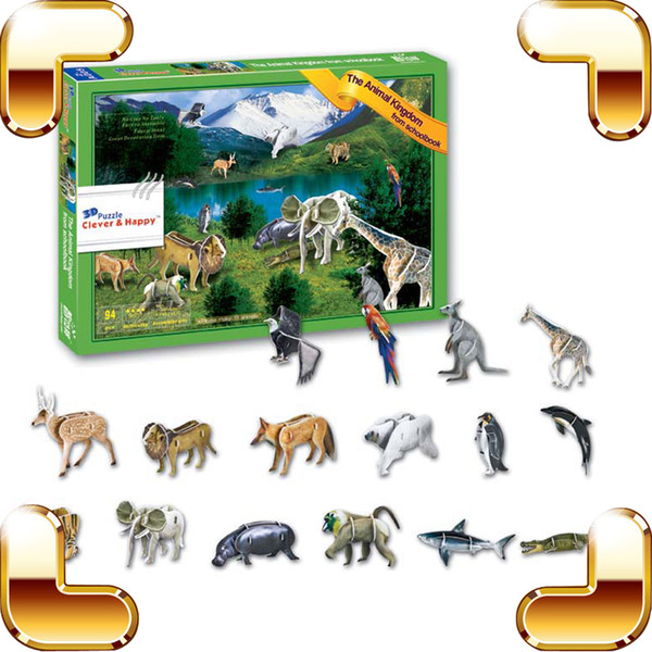 New Year Gift Animal World Series 3D Model Educational Textbook Puzzle For Baby Knowledge Model Learn More PUZ Toy Teaching Puzzle