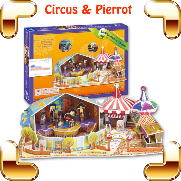 New Summer Gift Circus & Pierrot 3D Model Building DIY Puzzle Improve Concentration Easy Assemble Thinking Toy Kid Favour Present