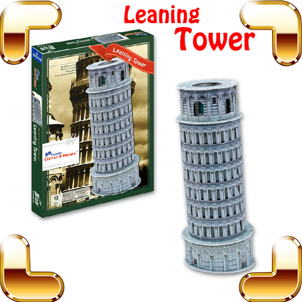 New DIY Gift Leaning Tower of Pisa 3D Puzzle Tower Puzzle Model Construction Easy Build Puzzle Learning IQ Game to Kids