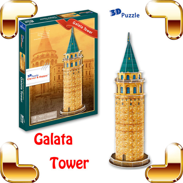 New DIY Gift Galata Tower 3D Puzzle Model Building Tower Puzzle Toy For Kids Brain Training Education Home Decoration Present