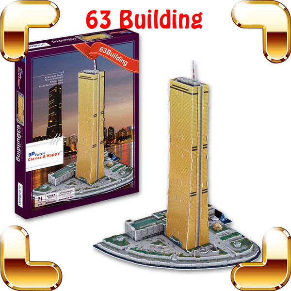 New Year Gift 63 Building 3D Puzzle Model Building Korea Edifice Decoration DIY Toy For Children Learning Smart Puzzle Game