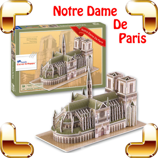 New Year Gift Notre Dame Cathedral 3D Puzzle Paris Gothic Architecture Famous Structure Model Building Toy Kids Easy DIY