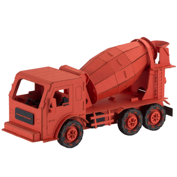 recyclable cartoon diy educational construction vehicles mixer toy paper model design cardboard childrens 3d puzzles wholesale sale price