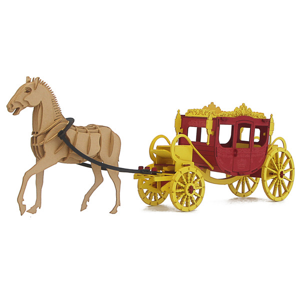 free shipping discount oem promotion diy model paper laser cutting large 3d coloring puzzle royal carriage toy maker wholesale sale price