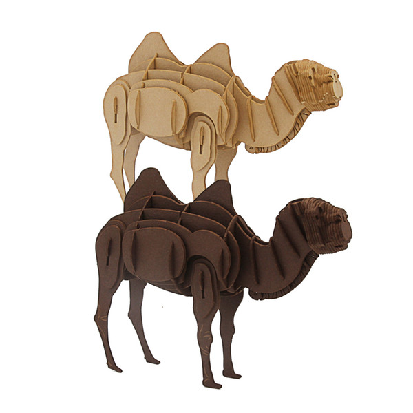 mini customized happy children paper eco cardboard 3d puzzle animal bactrian camel toy maker wholesale sale price oem