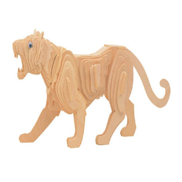 The simulation model of 3D assembled wooden puzzle DIY for students children's educational toys animal 3D wooden puzzle toy- tiger