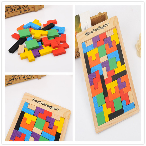 Wooden Russian Tetris Puzzle Jigsaw Intellectual Building Block and Training Toy for Early Education Children wood intellegence Toys