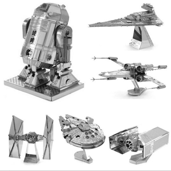 HOT 3D Puzzle metal model kits Nano Puzzle F15 R2D2 robot kits Imperial star Destroyer for kids adult Chirstmas gift DIY toys