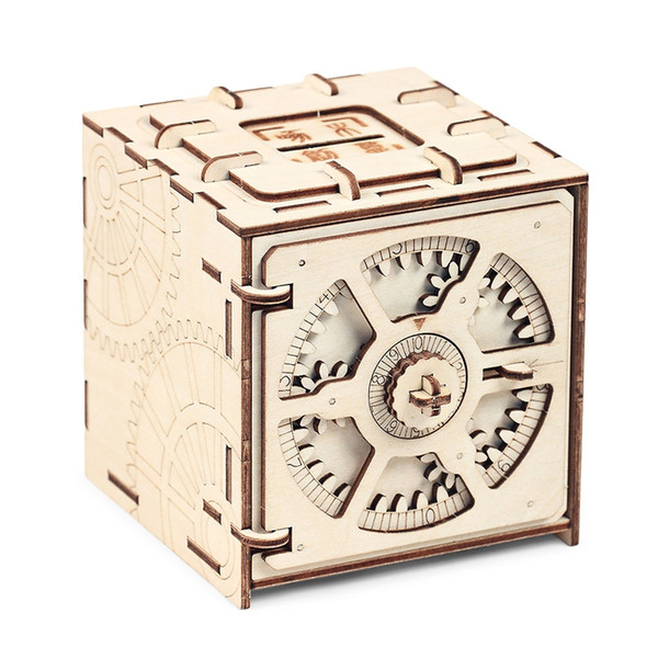 Cipher Code Deposit Box Mechanical Wooden Model 3D Puzzle Educational Toys