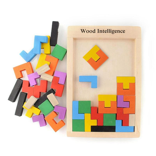 Colorful Wooden Tangram Brain Teaser Puzzle Toys Tetris Game Preschool Magination Intellectual Educational Kid Toy Gift