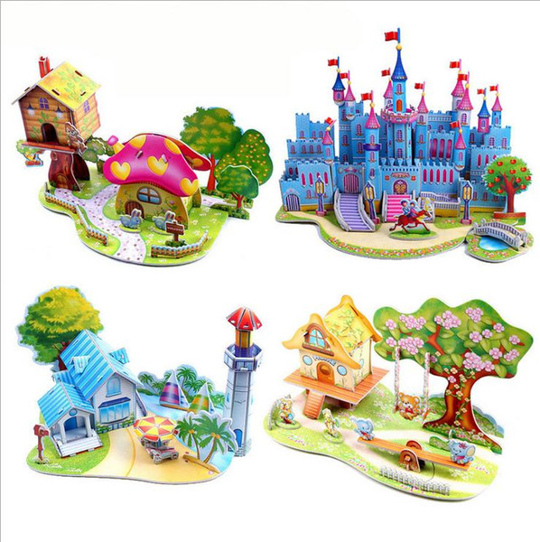 3D puzzle puzzle model toy Castle Children's Paper Plug-in Blocks Hand-made Gifts for Intelligence it is very cut