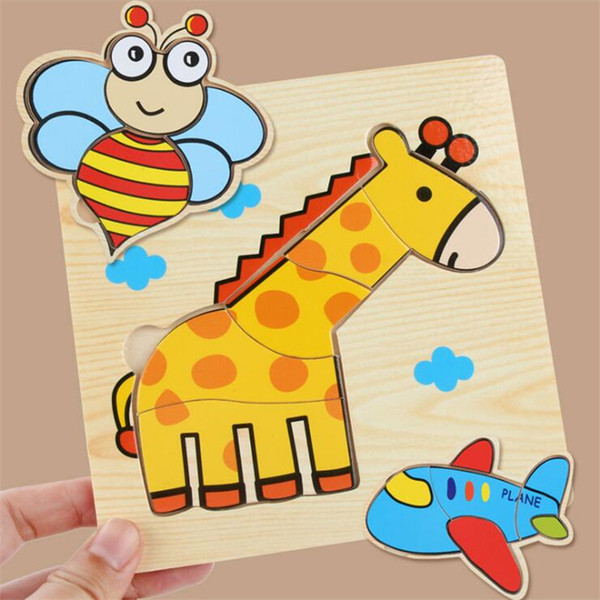 Kids 3D Puzzles Wooden Toys 48 Designs Cartoon Animal Traffic Puzzles Intelligence Children Early Educational Toys Kids Training Toy SS175